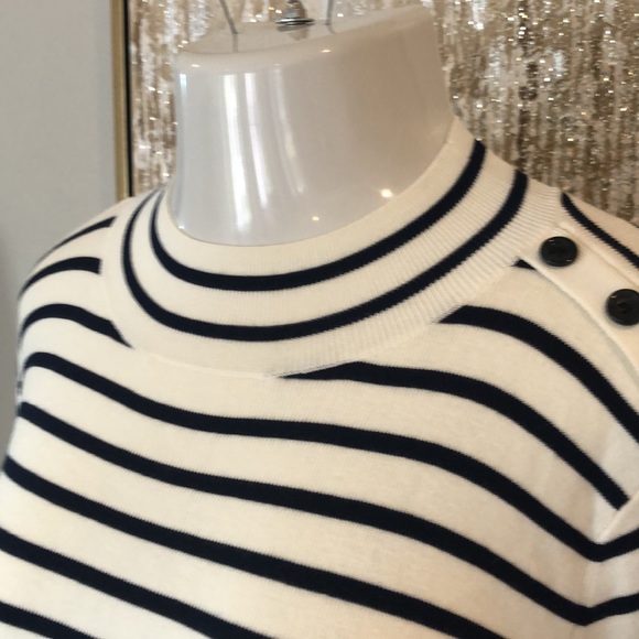 WHITE HOUSE BLACK MARKET STRIPED MOCK NECK SWEATER - Picture 6 of 11